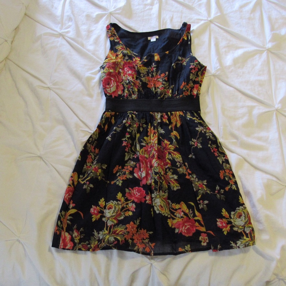 Navy Dress with Flowers